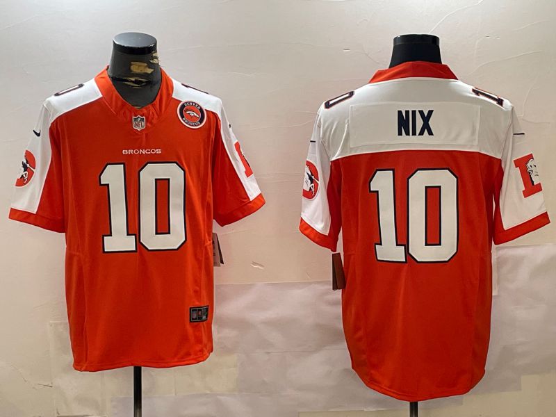 Men Denver Broncos #10 Nix Orange 2024 Nike Limited NFL Jersey style 2